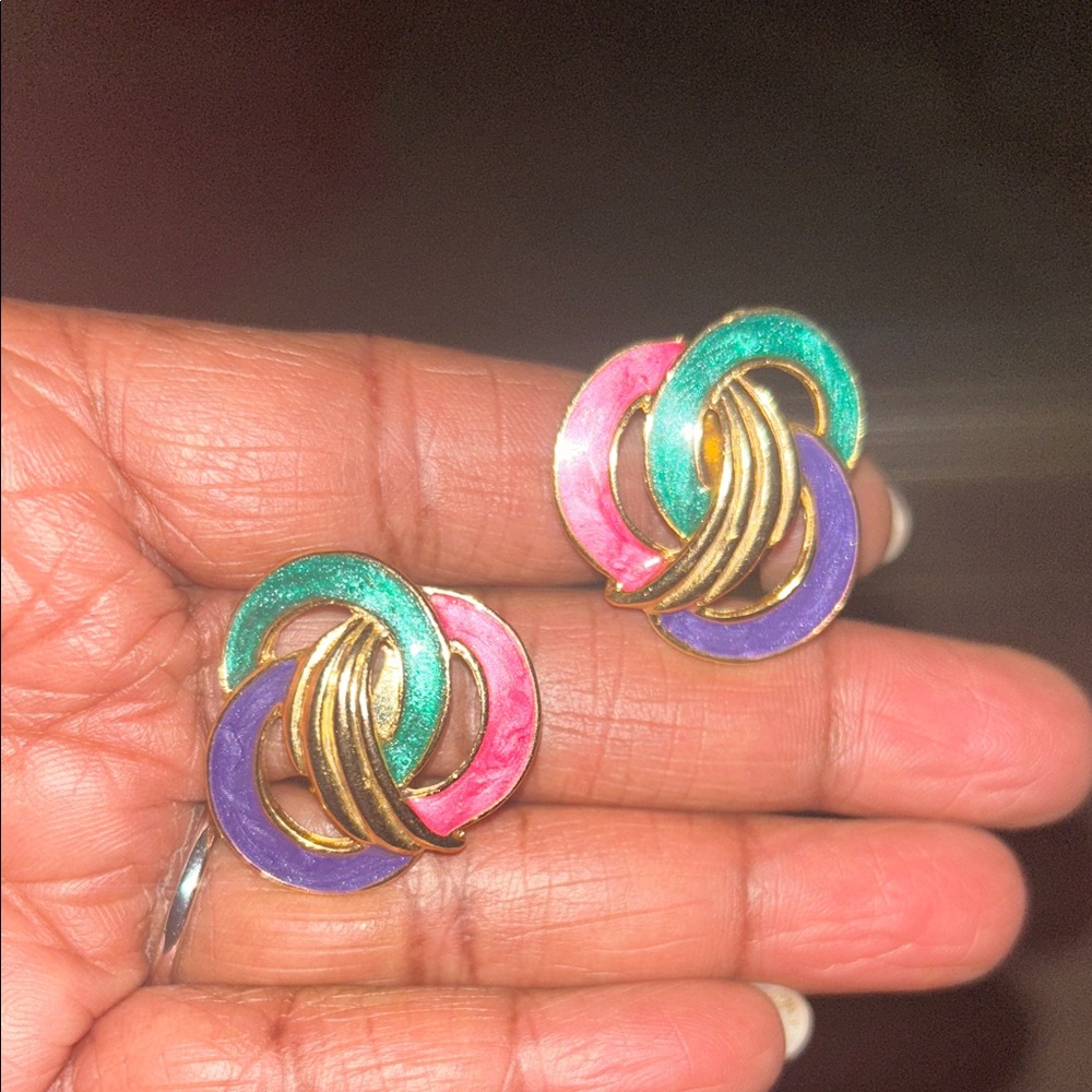 Vintage Multicolor Interlocking Earrings